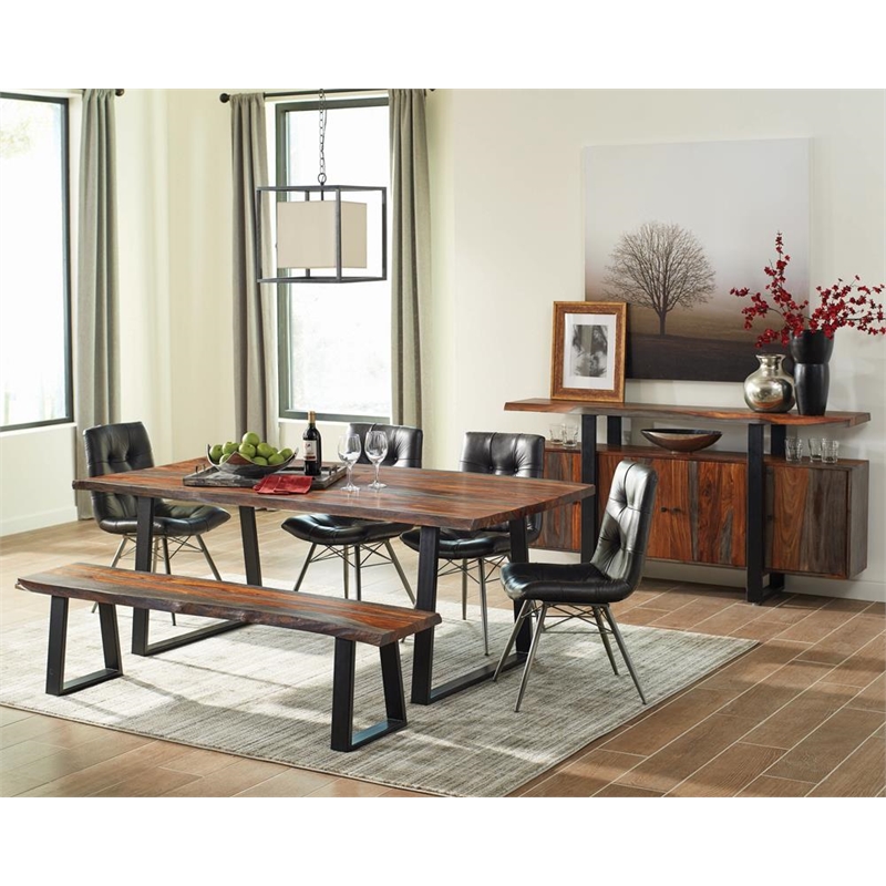 Pemberly Row Contemporary 4-door Farmhouse Wood Server in Gray and Black