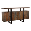 Pemberly Row Contemporary 4-door Farmhouse Wood Server in Gray and Black