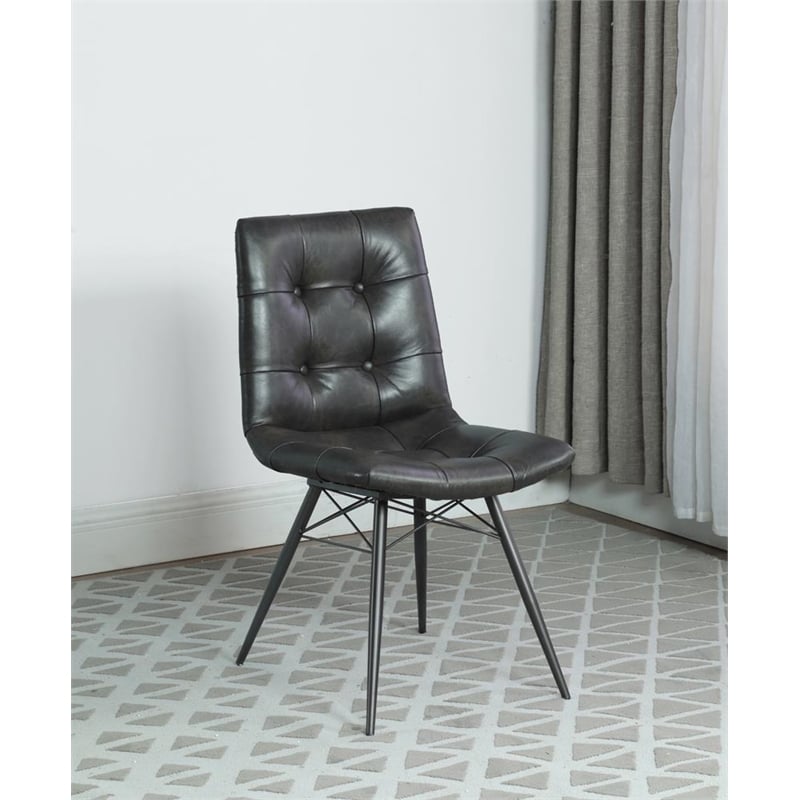 Pemberly Row Contemporary Faux Leather Upholstered Dining Chair Charcoal