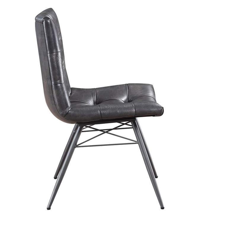 Pemberly Row Contemporary Faux Leather Upholstered Dining Chair Charcoal