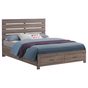 Pemberly Row Farmhouse Wood Eastern King Storage Bed in Barrel Oak