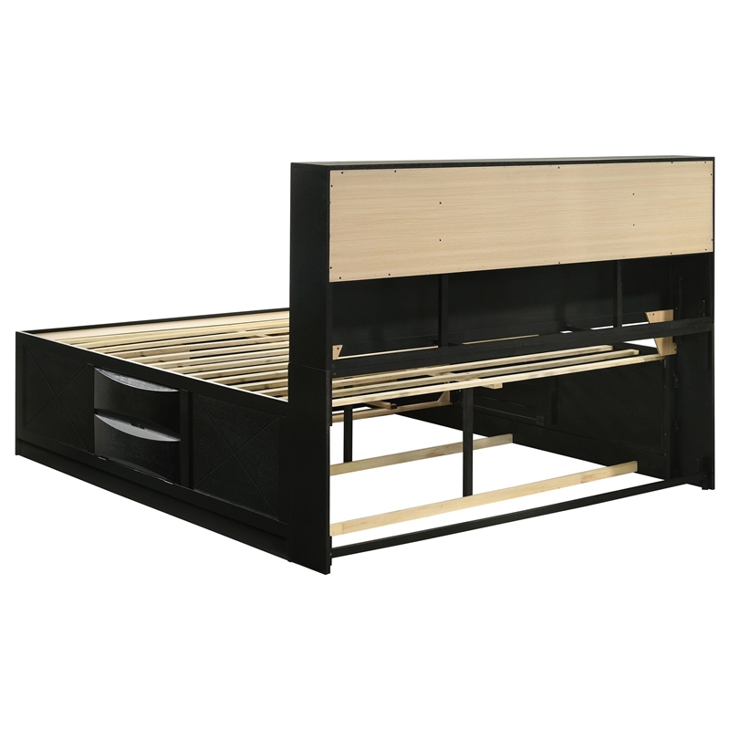 Pemberly Row Modern Wood Eastern King Platform Storage Bed in Black