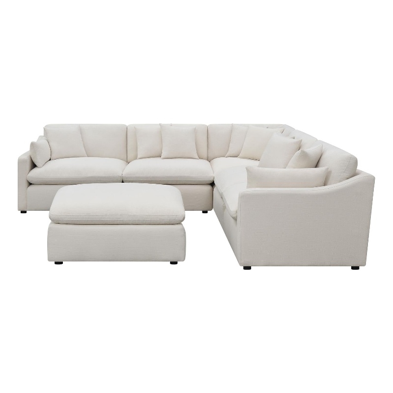 Pemberly Row 6-piece Fabric Upholstered Modular Sectional Off White