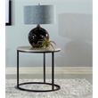 Pemberly Row Wood Faux Marble Round Top End Table Gray and Gunmetal