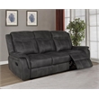 Pemberly Row Faux Leather Upholstered Tufted Back Motion Sofa Charcoal