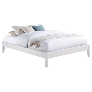 Pemberly Row Contemporary Wood Platform California King Bed in White