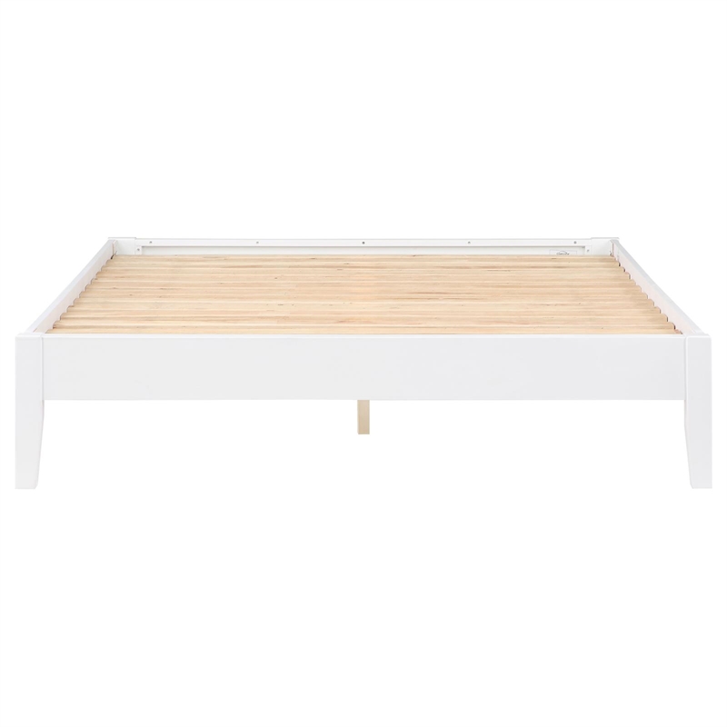 Pemberly Row Contemporary Wood Platform California King Bed in White