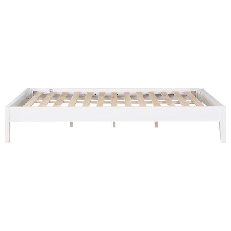 Pemberly Row Contemporary Wood Platform California King Bed in White