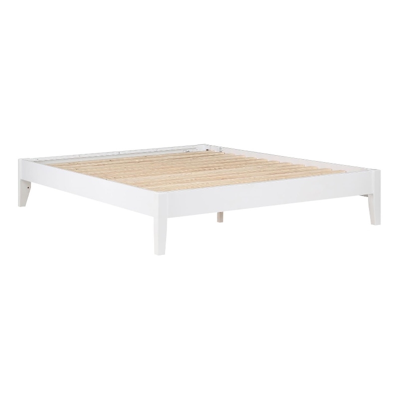 Pemberly Row Contemporary Wood Platform California King Bed in White