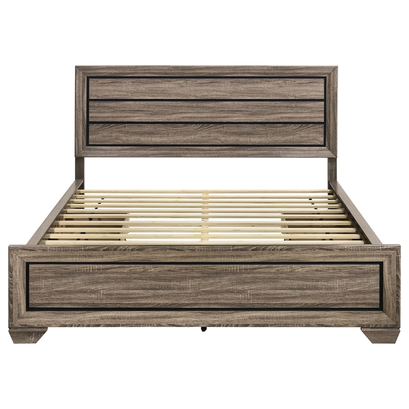 Pemberly Row Contemporary Wood California King Storage Bed Washed Taupe