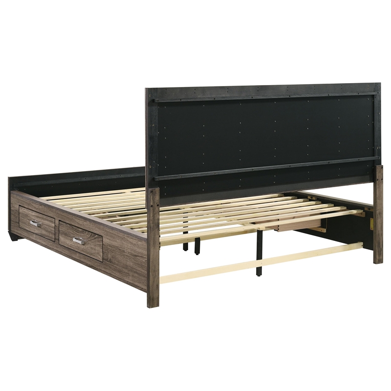 Pemberly Row Contemporary Wood California King Storage Bed Washed Taupe