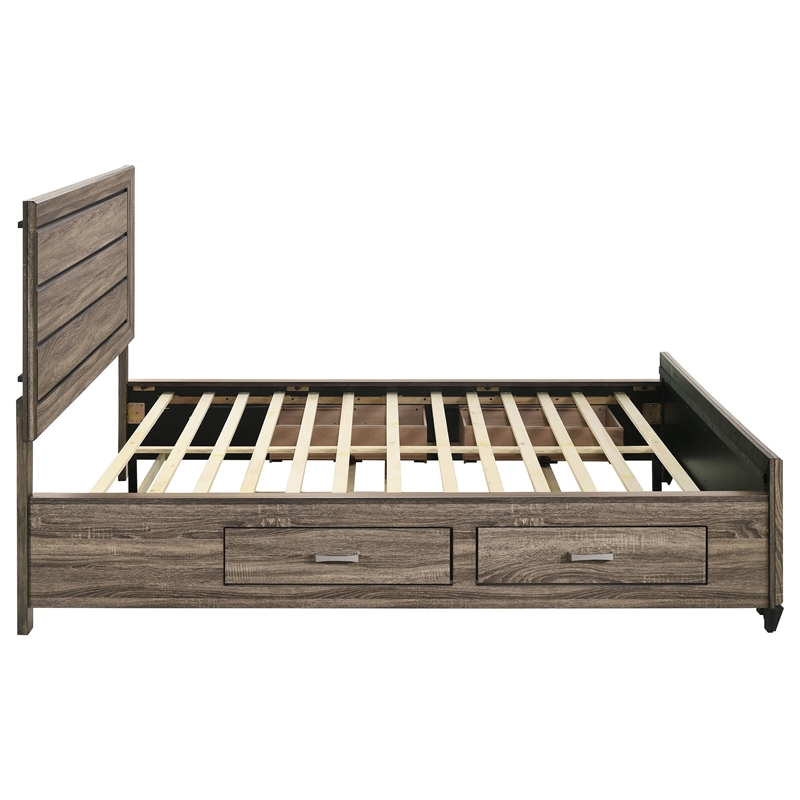 Pemberly Row Contemporary Wood California King Storage Bed Washed Taupe