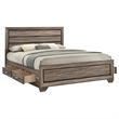 Pemberly Row Contemporary Wood California King Storage Bed Washed Taupe