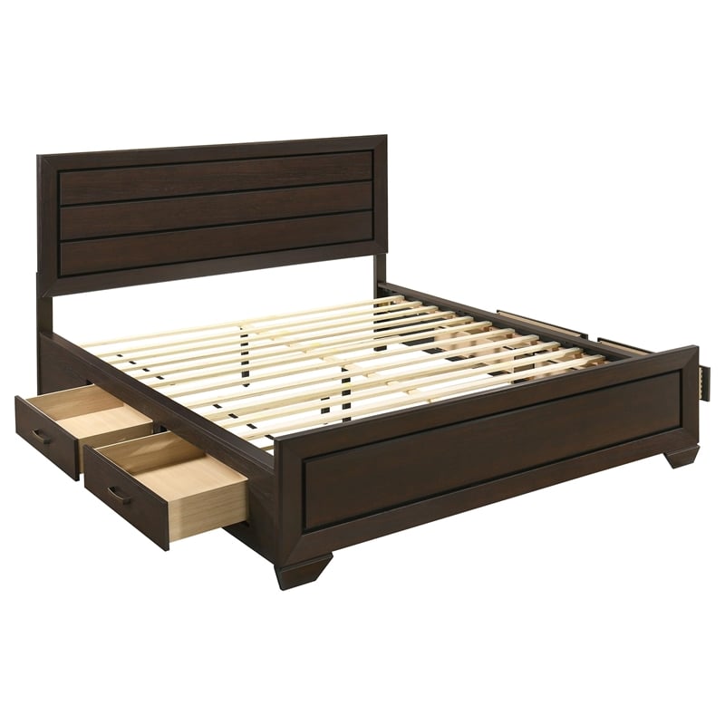 Pemberly Row Contemporary Wood California King Storage Bed Dark Cocoa