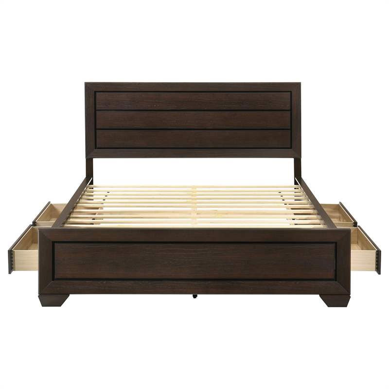 Pemberly Row Contemporary Wood California King Storage Bed Dark Cocoa