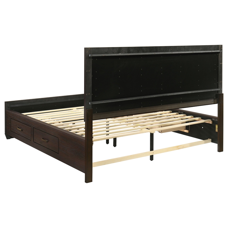 Pemberly Row Contemporary Wood California King Storage Bed Dark Cocoa