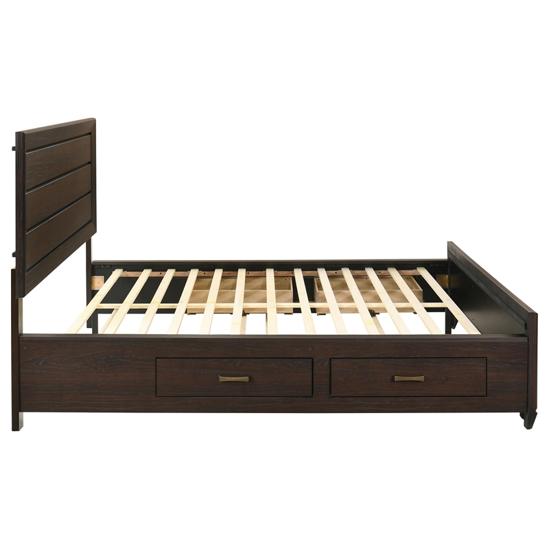 Pemberly Row Contemporary Wood California King Storage Bed Dark Cocoa