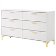 Pemberly Row 6-drawer Contemporary Wood Dresser with Metal Base in White