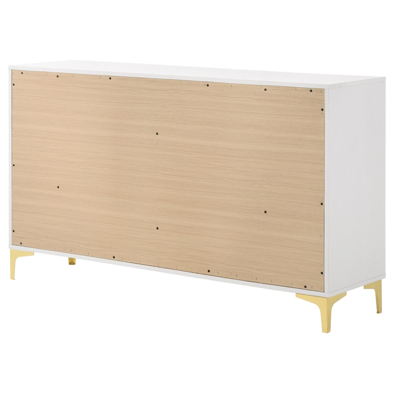 Pemberly Row 6-drawer Contemporary Wood Dresser with Metal Base in White