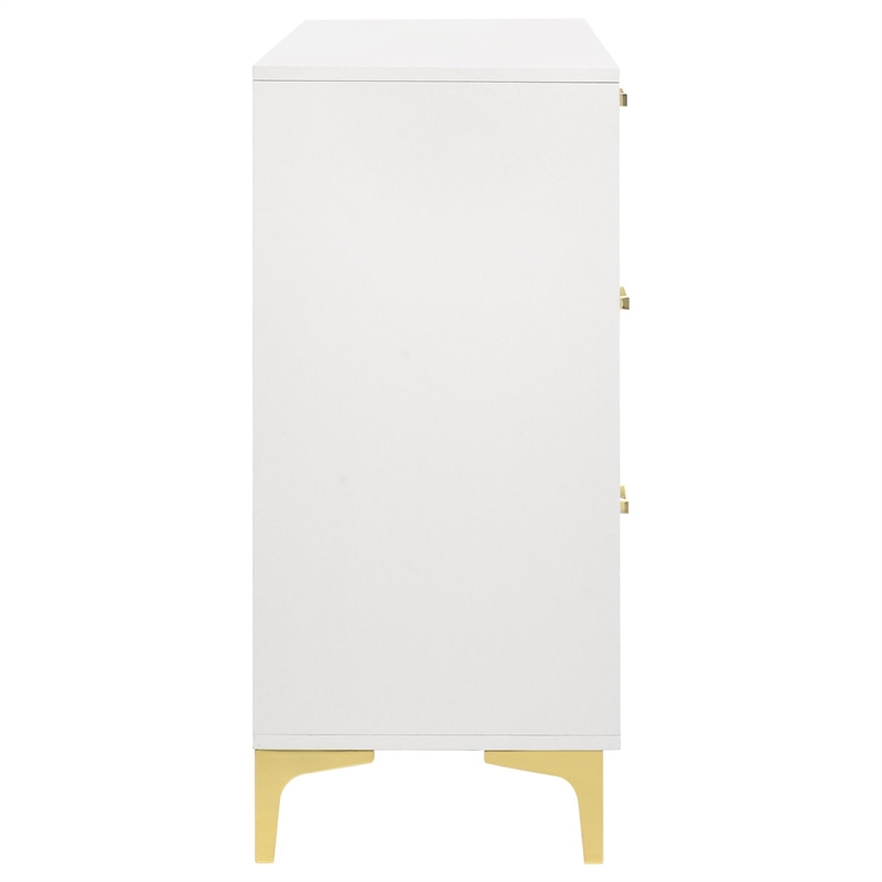 Pemberly Row 6-drawer Contemporary Wood Dresser with Metal Base in White