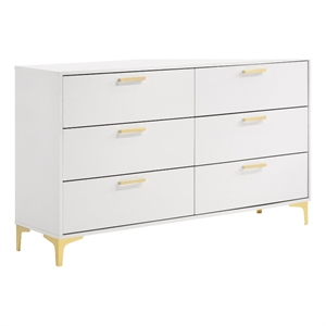 Pemberly Row 6-drawer Contemporary Wood Dresser with Metal Base in White
