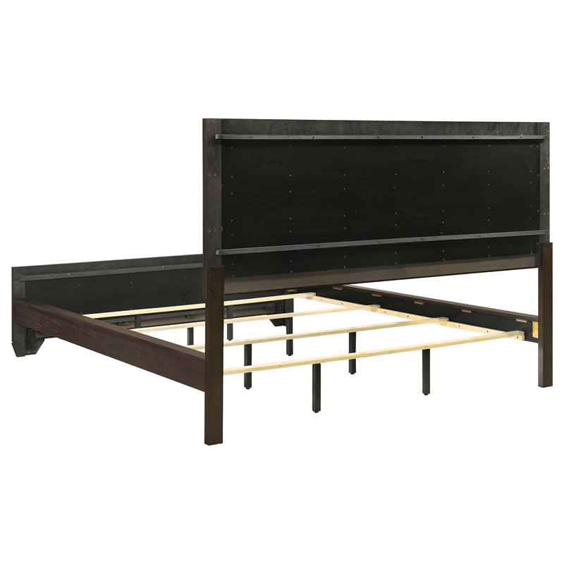 Pemberly Row Transitional Wood California King Panel Bed Dark Cocoa