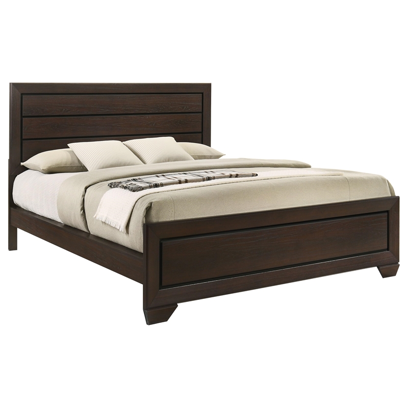 Pemberly Row Transitional Wood California King Panel Bed Dark Cocoa