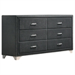 Pemberly Row 6-drawer Contemporary Velvet Upholstered Dresser in Gray