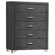 Pemberly Row 5-drawer Contemporary Velvet Upholstered Chest in Gray