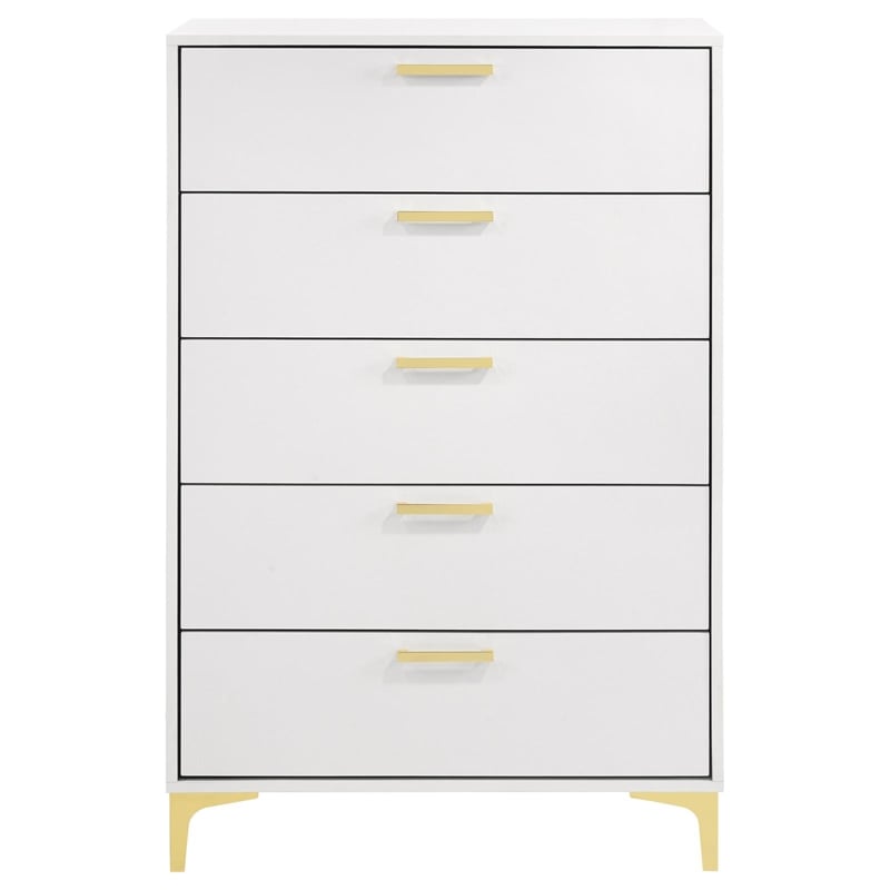 Pemberly Row 5-drawer Contemporary Wood Chest with Metal Base in White