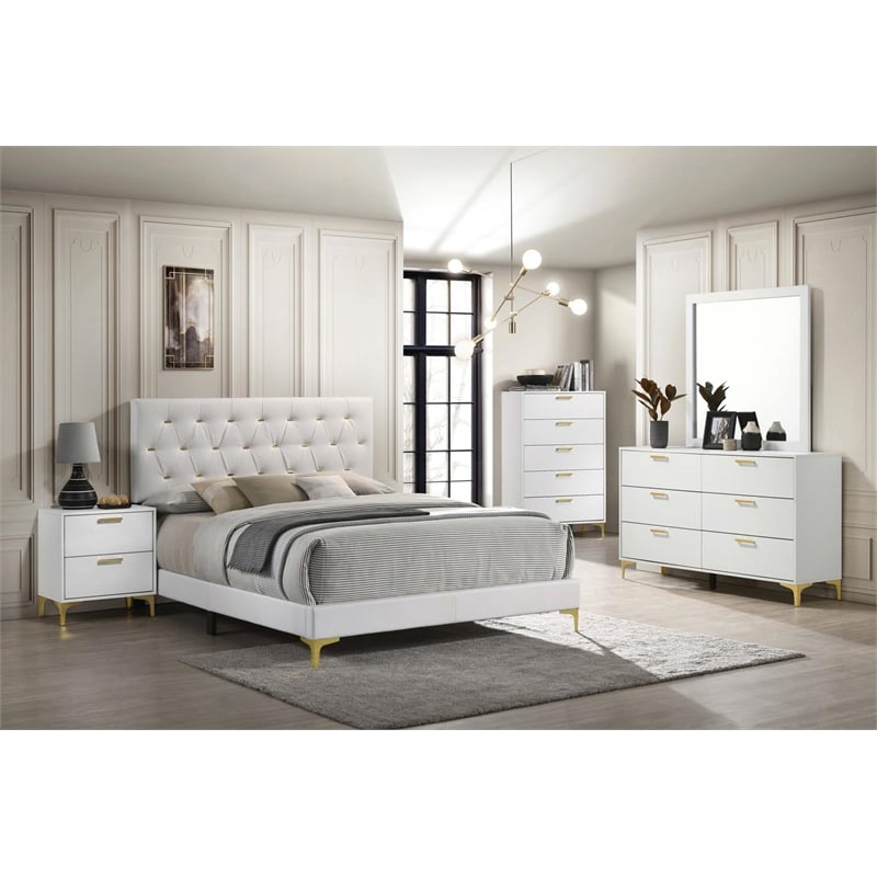 Pemberly Row 5-drawer Contemporary Wood Chest with Metal Base in White