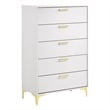 Pemberly Row 5-drawer Contemporary Wood Chest with Metal Base in White