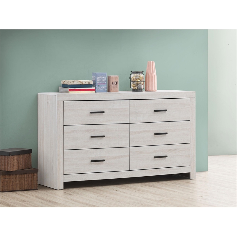 Pemberly Row Contemporary 6-drawer Farmhouse Wood Dresser Coastal White
