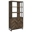 Pemberly Row 2-door Wood Bookcase Rustic Oak Herringbone and Gunmetal
