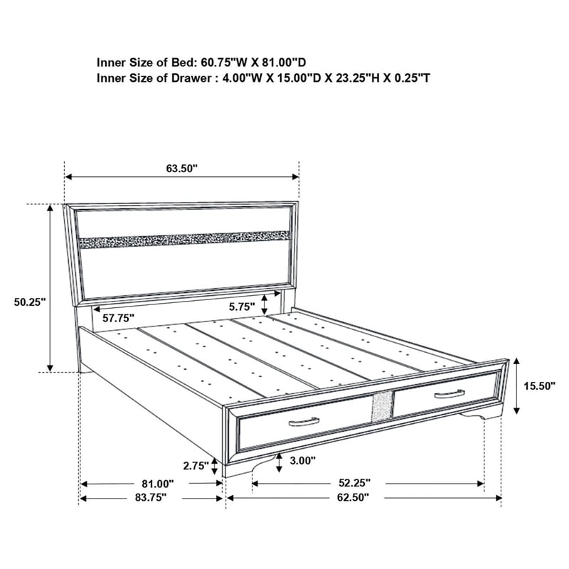 Pemberly Row Contemporary Queen 2-drawer Modern Wood Storage Bed Black