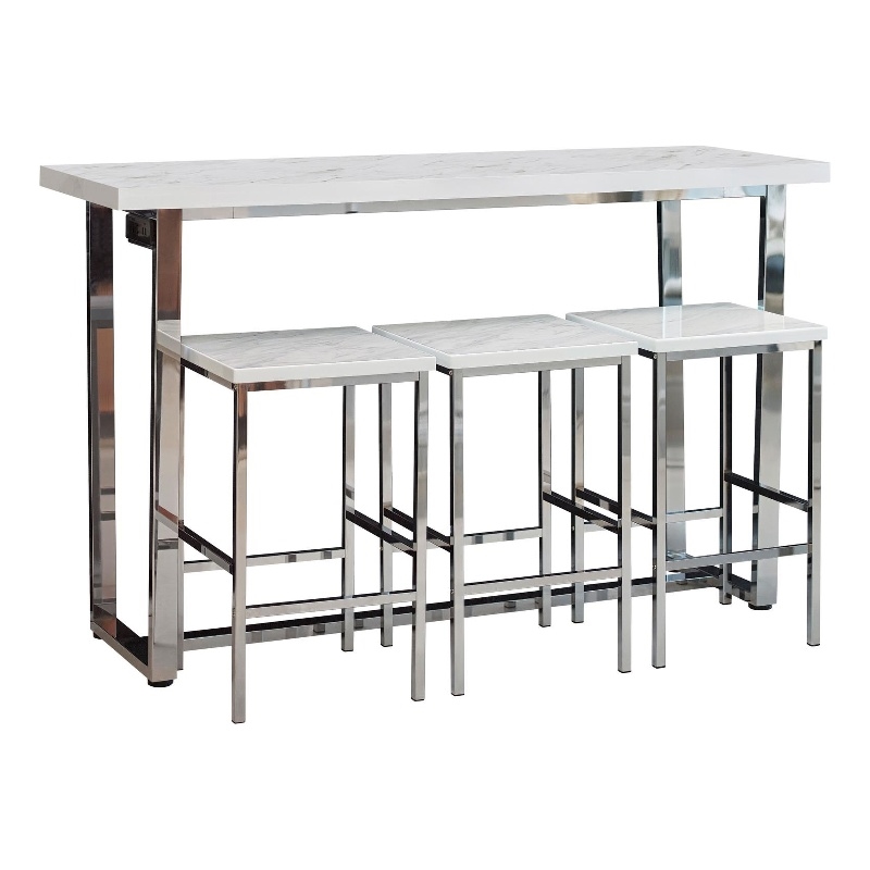 Pemberly Row 4-piece Metal Rectangle Counter Height Set White and Chrome