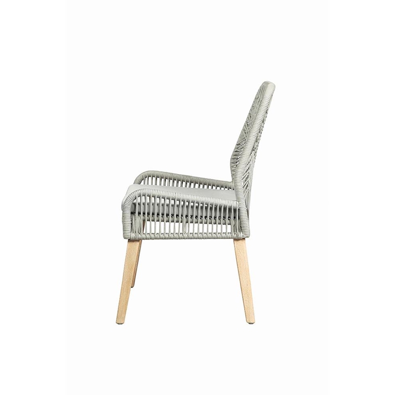 Pemberly Row Contemporary Woven Back Transitional Wood Side Chairs Gray