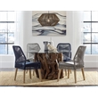 Pemberly Row Contemporary Woven Back Transitional Wood Side Chairs Gray