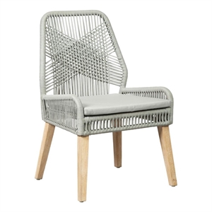 Pemberly Row Contemporary Woven Back Transitional Wood Side Chairs Gray