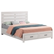 Pemberly Row Farmhouse Wood Eastern King Storage Bed Coastal White