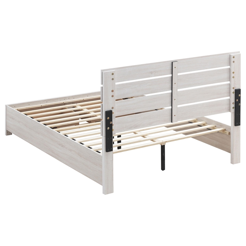 Pemberly Row Farmhouse Wood Eastern King Storage Bed Coastal White