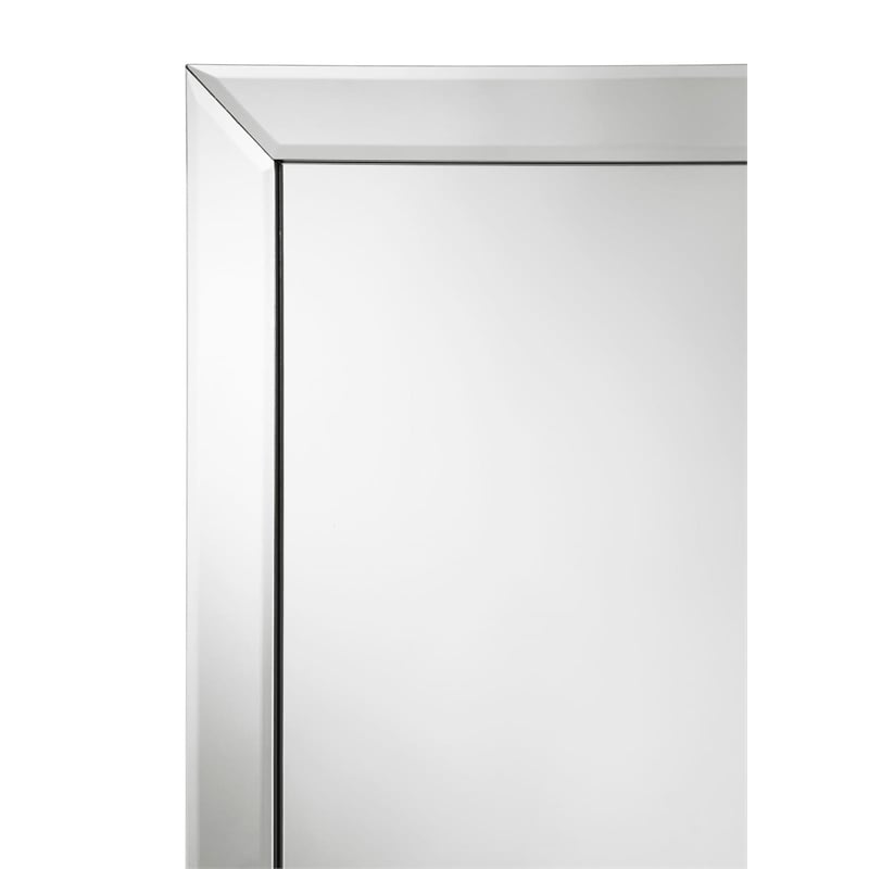 Pemberly Row Modern Glass Rectangle Cheval Mirror in Silver Finish