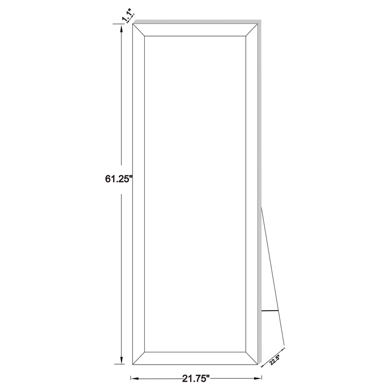 Pemberly Row Modern Glass Rectangle Cheval Mirror in Silver Finish