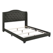 Pemberly Row Transitional Fabric Upholstered Camel Back Full Bed Gray