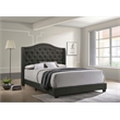 Pemberly Row Transitional Fabric Upholstered Camel Back Queen Bed Gray