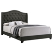 Pemberly Row Transitional Fabric Upholstered Camel Back Queen Bed Gray