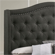Pemberly Row Transitional Fabric Upholstered Camel Back Queen Bed Gray