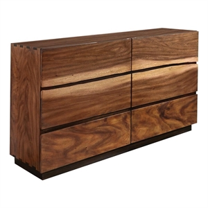 Pemberly Row Contemporary 6-drawer Wood Dresser Smokey Walnut and Brown