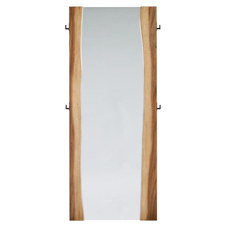 Pemberly Row Contemporary Wood Standing Mirror Smokey Walnut and Brown