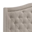 Pemberly Row Transitional Fabric Upholstered Camel Back Queen Bed Beige